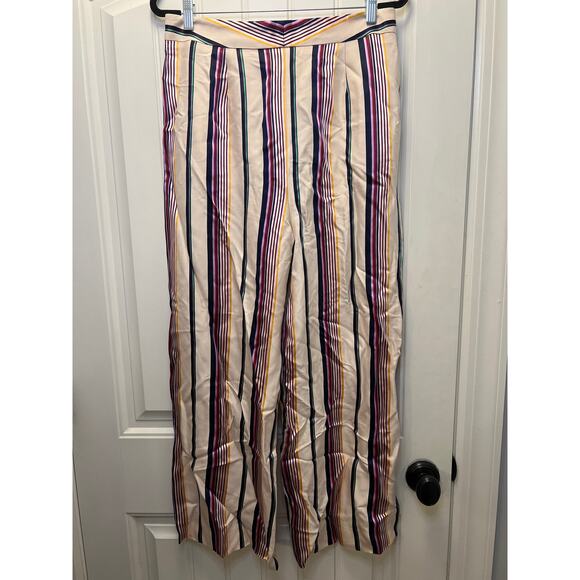 Karen Millen Women’s‎ High Waisted Wide Leg Striped Tie Waist Pants Size 8 Multi - Picture 3 of 4